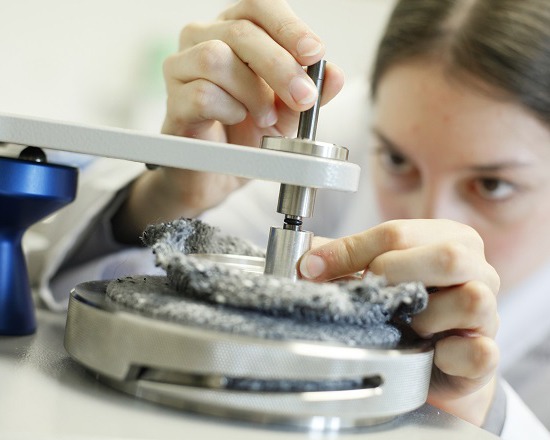 Home Textile Quality Assurance inspection of bed linens and towels at a textile factory